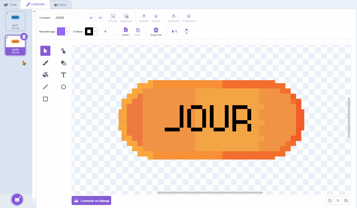 scratch - Tamagotchi - bouton - jour nuit