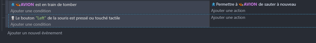 gdevelop-flappyplane-13-condition-sauter avec le clic